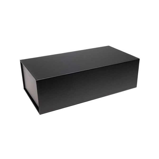 A sleek black box designed for packaging a product.