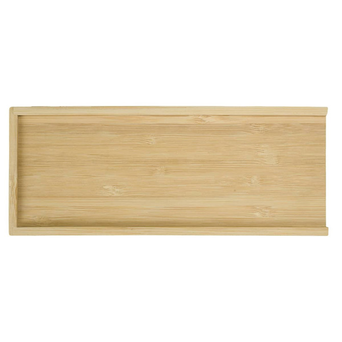 A bamboo game tray from the Dominator Set, featuring a smooth surface and a raised edge.