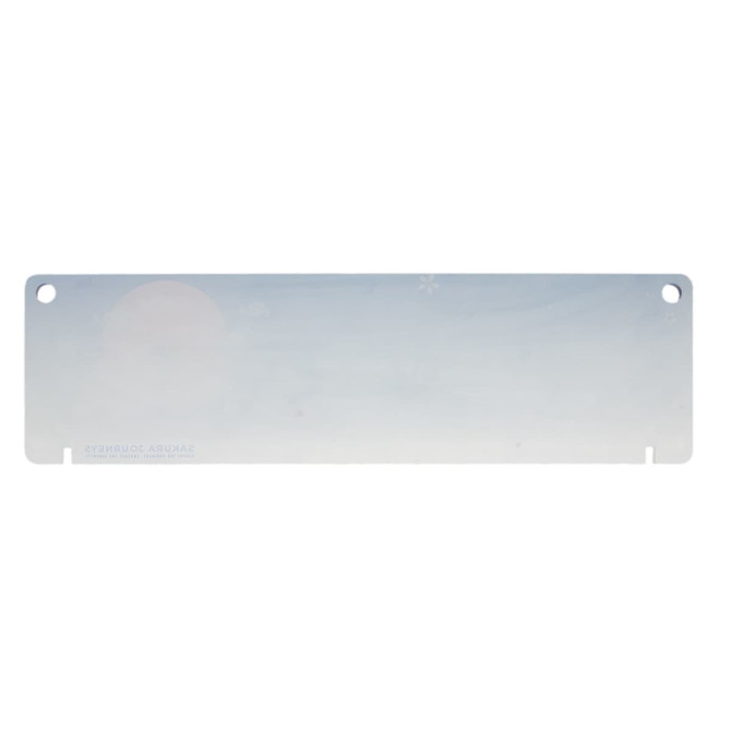 A desk mat featuring a soft, gradient design with a subtle illustration of the sky and celestial elements.