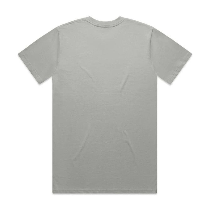 A light grey T-shirt with short sleeves and a plain back view. It features a logo.