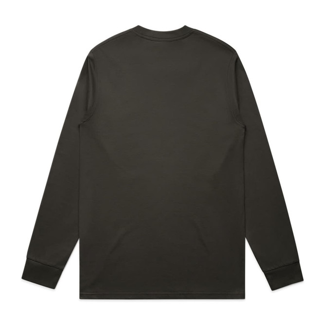 A long-sleeve tee in dark grey with a plain design and no visible branding on the back.