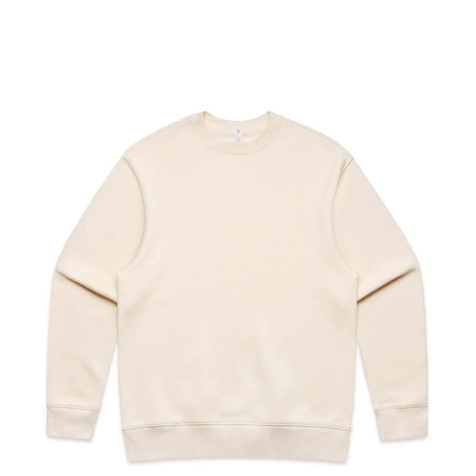 A cream-coloured sweater featuring long sleeves and a simple design, with a branding logo.