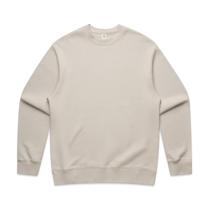 A cream-coloured jumper with long sleeves and a crew neckline, featuring a brand logo.