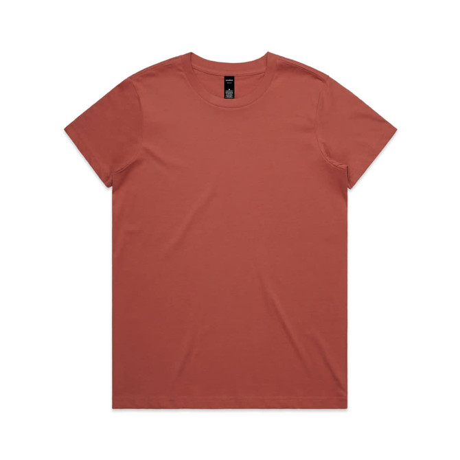 A plain rust-coloured t-shirt with a crew neckline and short sleeves. Features a logo on the label.