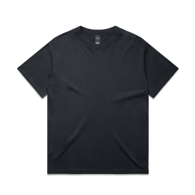 A black T-shirt with a simple design and short sleeves, featuring a logo.