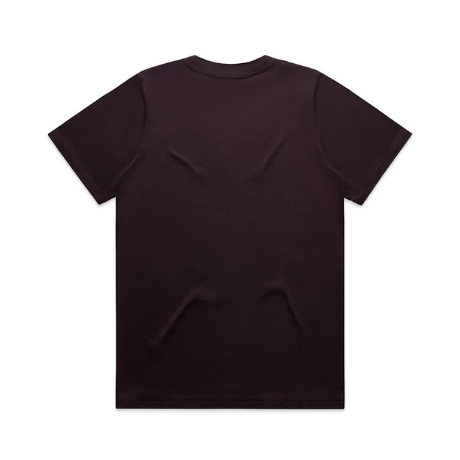 A dark brown t-shirt featuring a simple design, showcasing a plain back view. It includes a logo.