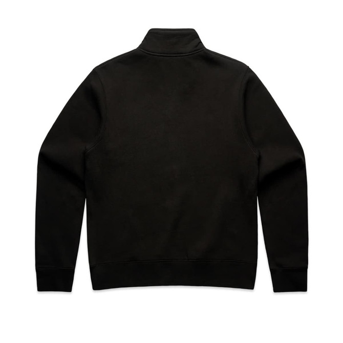 A dark green half-zip crew jumper with long sleeves and a high collar. The back view shows a simple design.