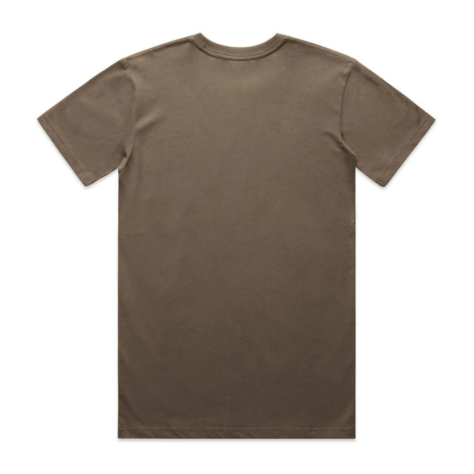 A plain brown organic T-shirt with a simple design and no visible logos, featuring a classic crew neckline.