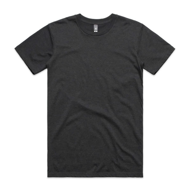A grey marle short-sleeve T-shirt with a round neckline and a plain design. It features a logo on the tag.