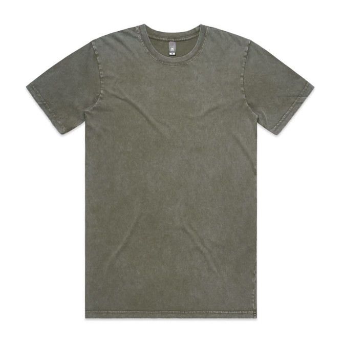 A green stone wash T-shirt with a classic crew neck and short sleeves, featuring a subtle logo.