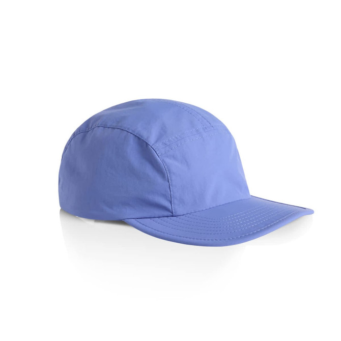 A blue nylon cap with a curved peak and a simple design. It features a logo on the side.