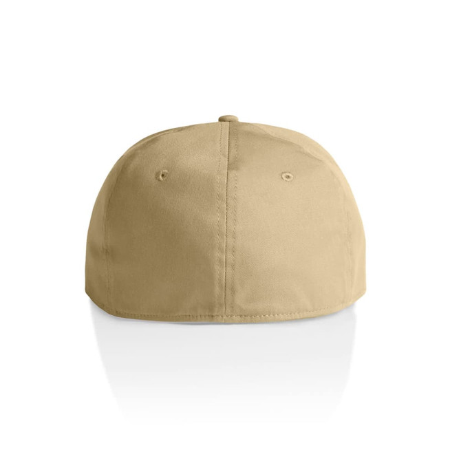 A beige cap with a rounded shape and ventilation holes on the top. The interior is unembellished.