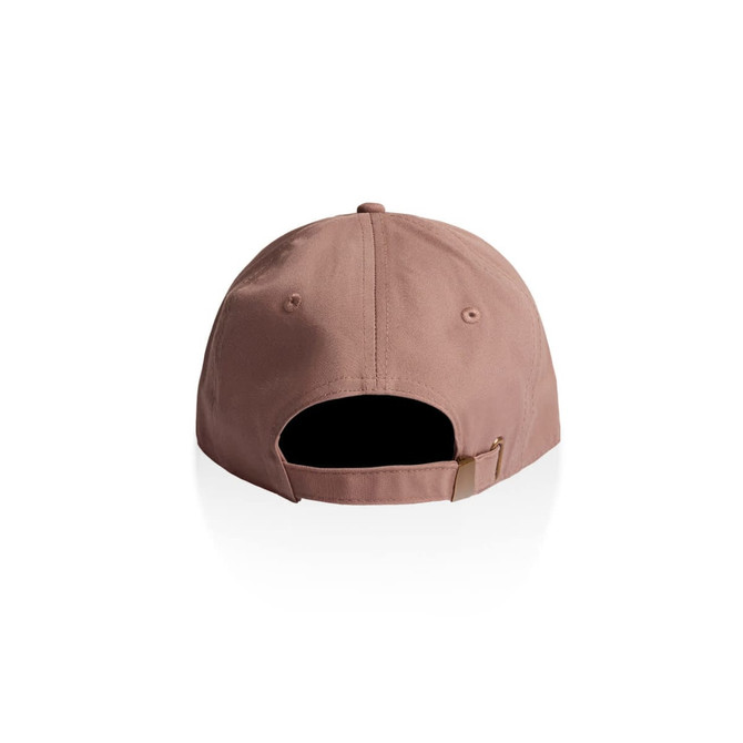 A brown cap featuring a rear strap and a logo. The design includes a rounded crown and a curved brim.