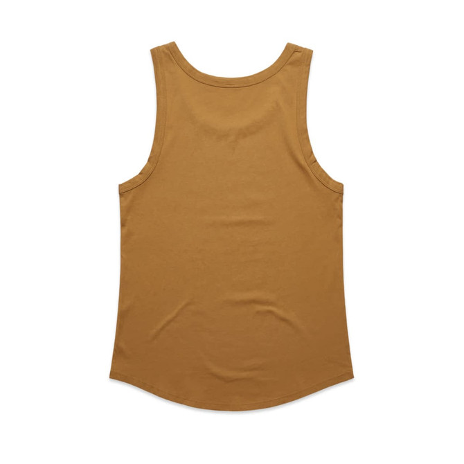 A mustard-yellow singlet featuring a rounded hem and no visible branding.