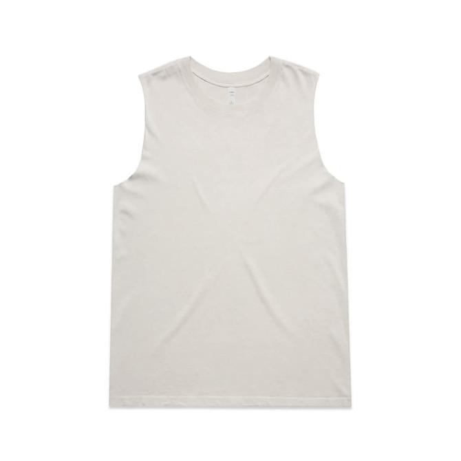 A light beige sleeveless tank top with a plain design and a logo at the label.