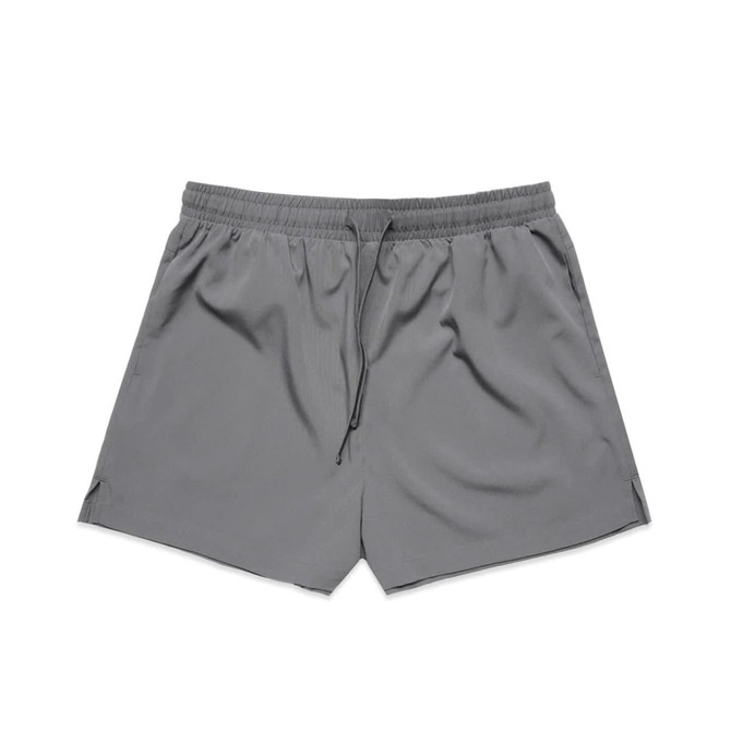 Active shorts in a sleek grey colour with an elastic waistband and drawstring. Features side slits for ease of movement.