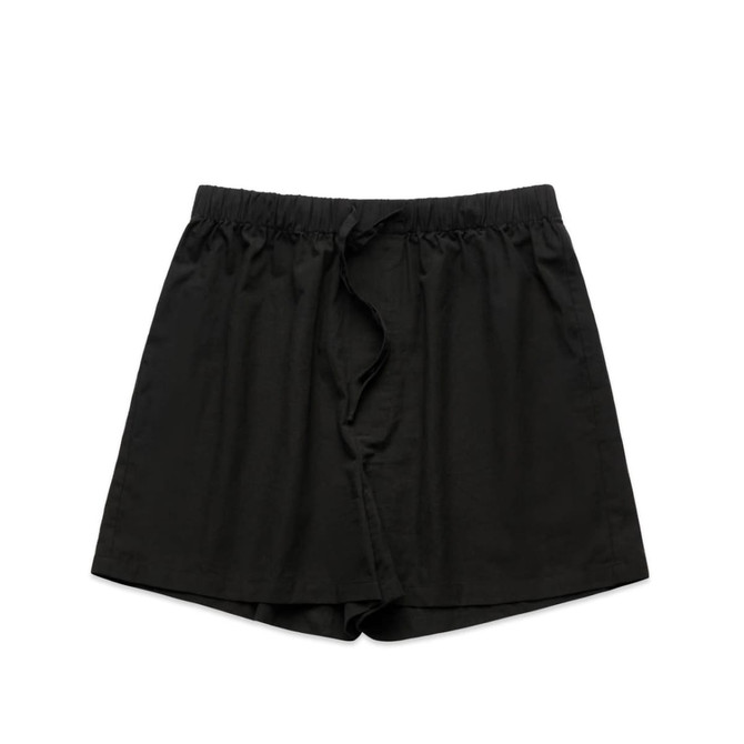 Black pyjama bottoms with an elastic waistband and drawstring detail. The fabric appears soft and lightweight.