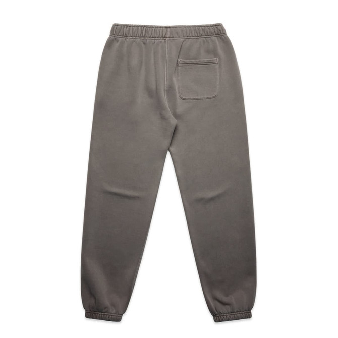 Faded track pants in a muted grey hue, featuring an elastic waistband and a rear pocket. Includes a brand logo.
