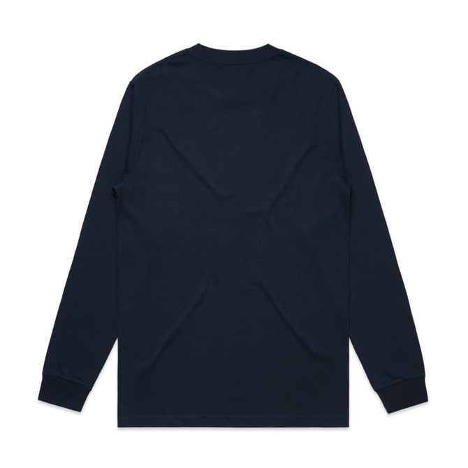 A dark navy long-sleeve T-shirt with a plain back and cuffed sleeves.