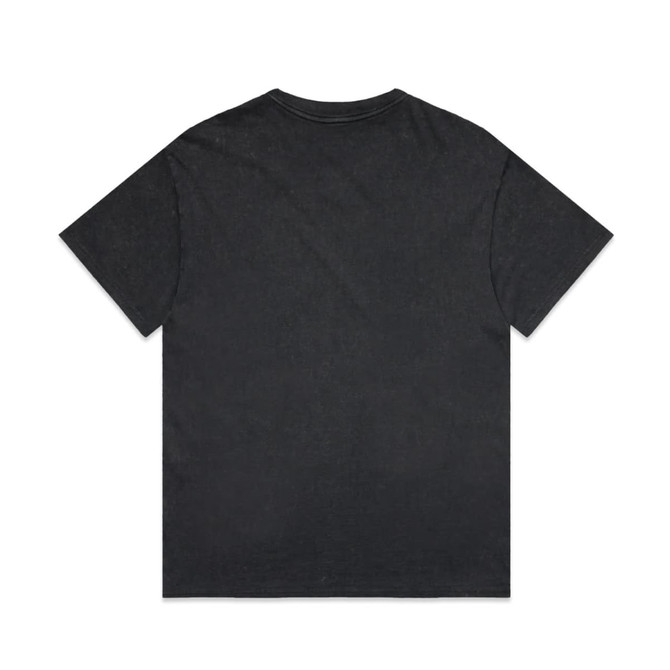 A black heavy tee featuring a relaxed fit and a visible logo on the back. Perfect for casual wear.