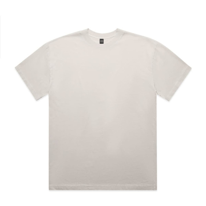 A light grey t-shirt with a classic fit, featuring a logo on the label. It has short sleeves and a round neckline.