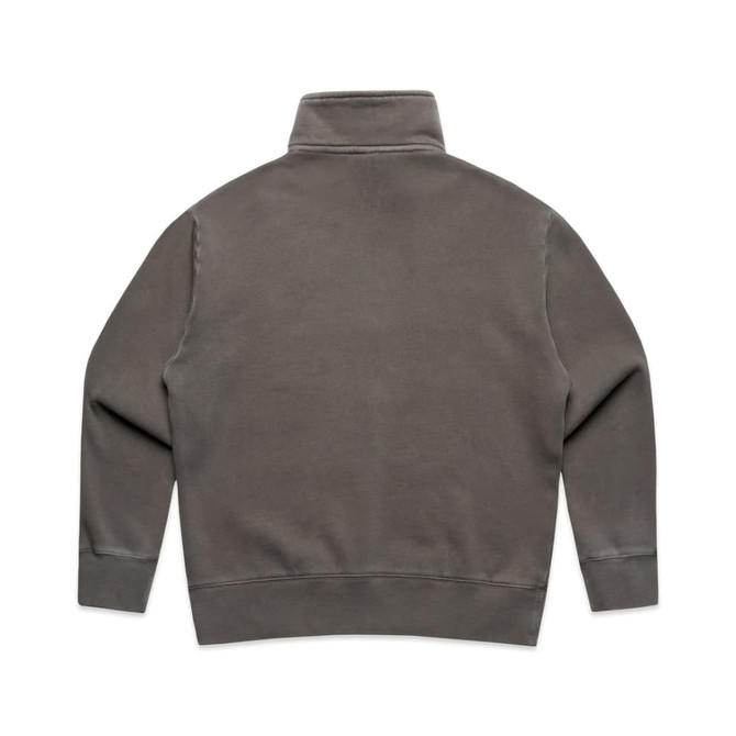 A faded half zip jacket in a muted olive green tone with a collar and long sleeves. It features a logo.