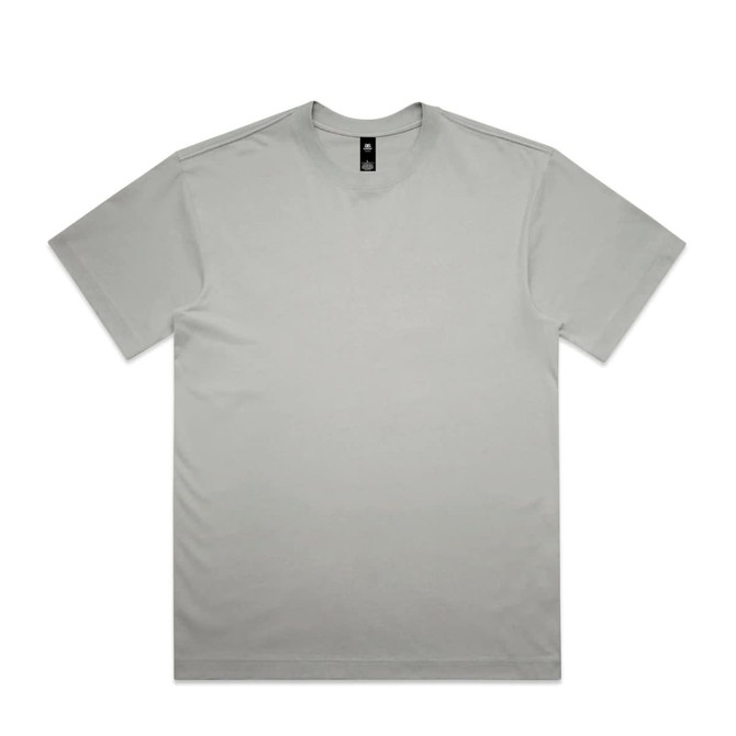 A light grey Box Tee with a round neckline and short sleeves. It features a logo at the neckline.