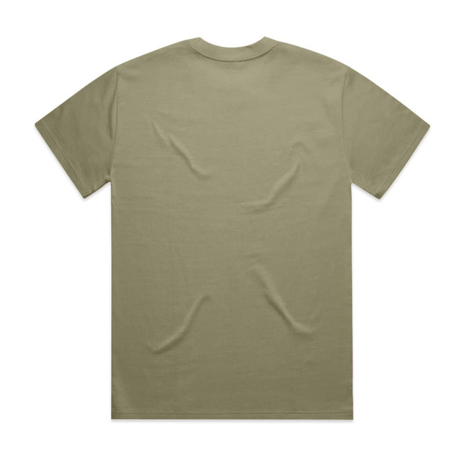 An olive green Heavy Tee shirt with a classic crew neckline and short sleeves. It has a blank back.
