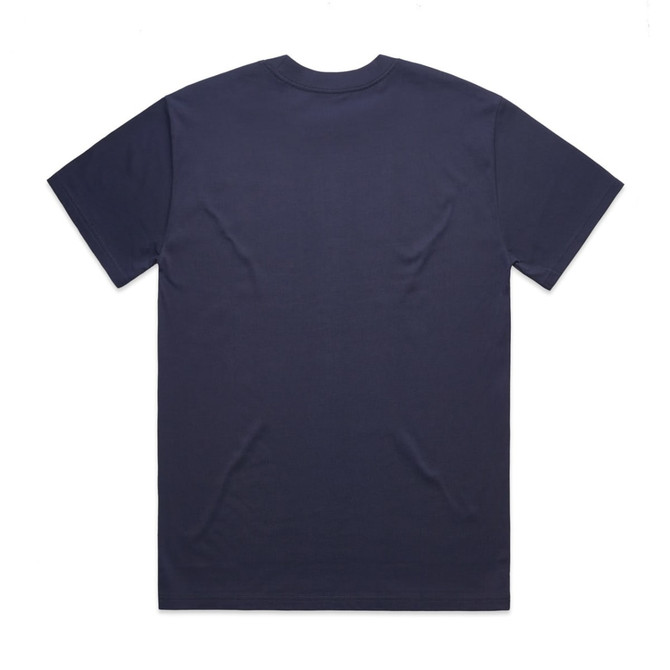 A plain navy blue t-shirt with a relaxed fit and short sleeves, featuring a small logo on the back.