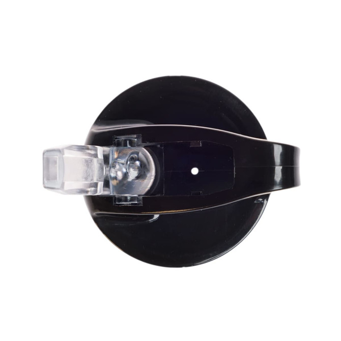 A drink bottle featuring a flip straw lid. The lid has a clear opening mechanism and a sleek black design.