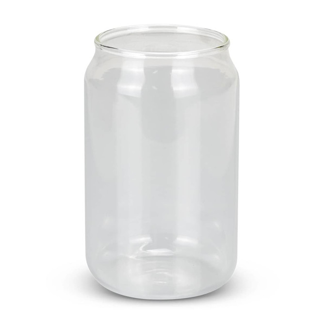 A clear glass jar with a smooth surface, featuring a simplistic design and no visible labels or branding.