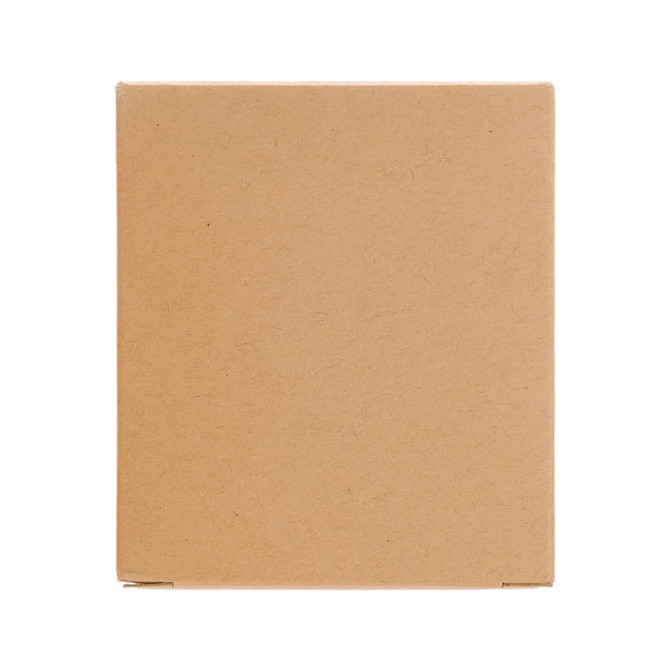 A plain brown cardboard box designed for packaging a travel adaptor.