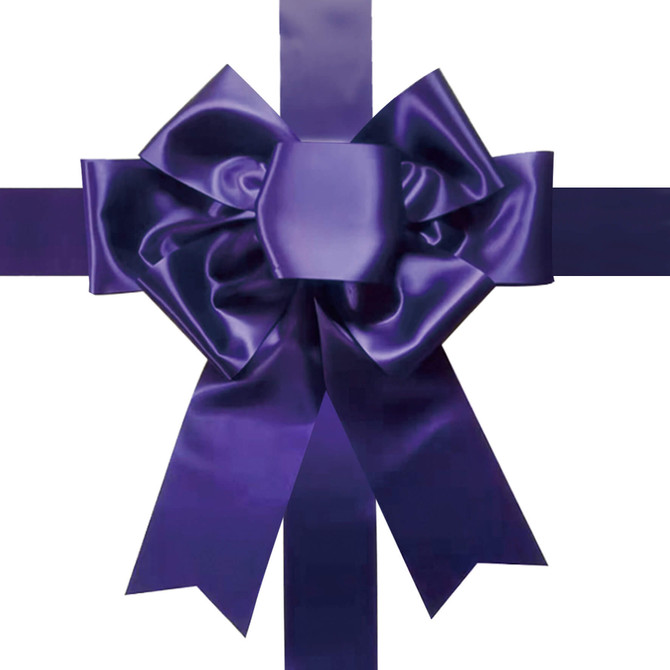 Purple custom door bow with satin ribbon for events, gifts and promotional displays