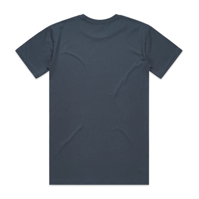 A dark grey staple tee with a classic t-shirt cut, featuring a plain back and short sleeves.