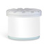 A white fragrance pot with a decorated lid and a light blue base, featuring a branding logo.