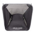 A mesh camping chair in black with a grey trim and a logo at the bottom.
