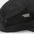 A black sports cap featuring mesh panels and a logo on the side. Suitable for active wear.