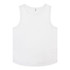 A white men's active tank top featuring a rounded neckline and a small logo on the side.