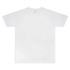 A custom men’s active t-shirt in white with short sleeves and a tag. It features a logo on the label.