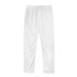 White custom men’s active pants with an elastic waistband, featuring a logo. Ideal for sports or casual wear.