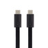 A black charging cable with USB-C connectors on both ends. The cable features a textured, woven design.