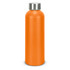 A drink bottle in vibrant orange with a silver screw-top lid. It features a branded logo.