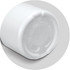 A drink bottle with a round base in white, featuring a logo on the side.