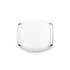 A white cable reel with a smooth, rounded design and metal accents. It features a logo on one side.