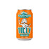 An orange can of ginger beer featuring a logo, a playful illustration of a person playing guitar, and a 330mL volume.