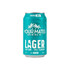 A drink can featuring a turquoise design, labelled as Lager, with a low carb and full flavour description.