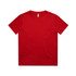 A red kids' T-shirt with a round neckline and short sleeves. It has a simple design and includes a logo.