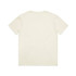 A plain off-white youth t-shirt with short sleeves and a simple design, featuring a logo on the label.