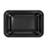 A black double tray lunchbox featuring a smooth interior and a durable design. It has a simple, functional shape.