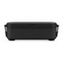 A black lunchbox with a removable lid and sturdy handles, featuring a sleek and minimalist design.